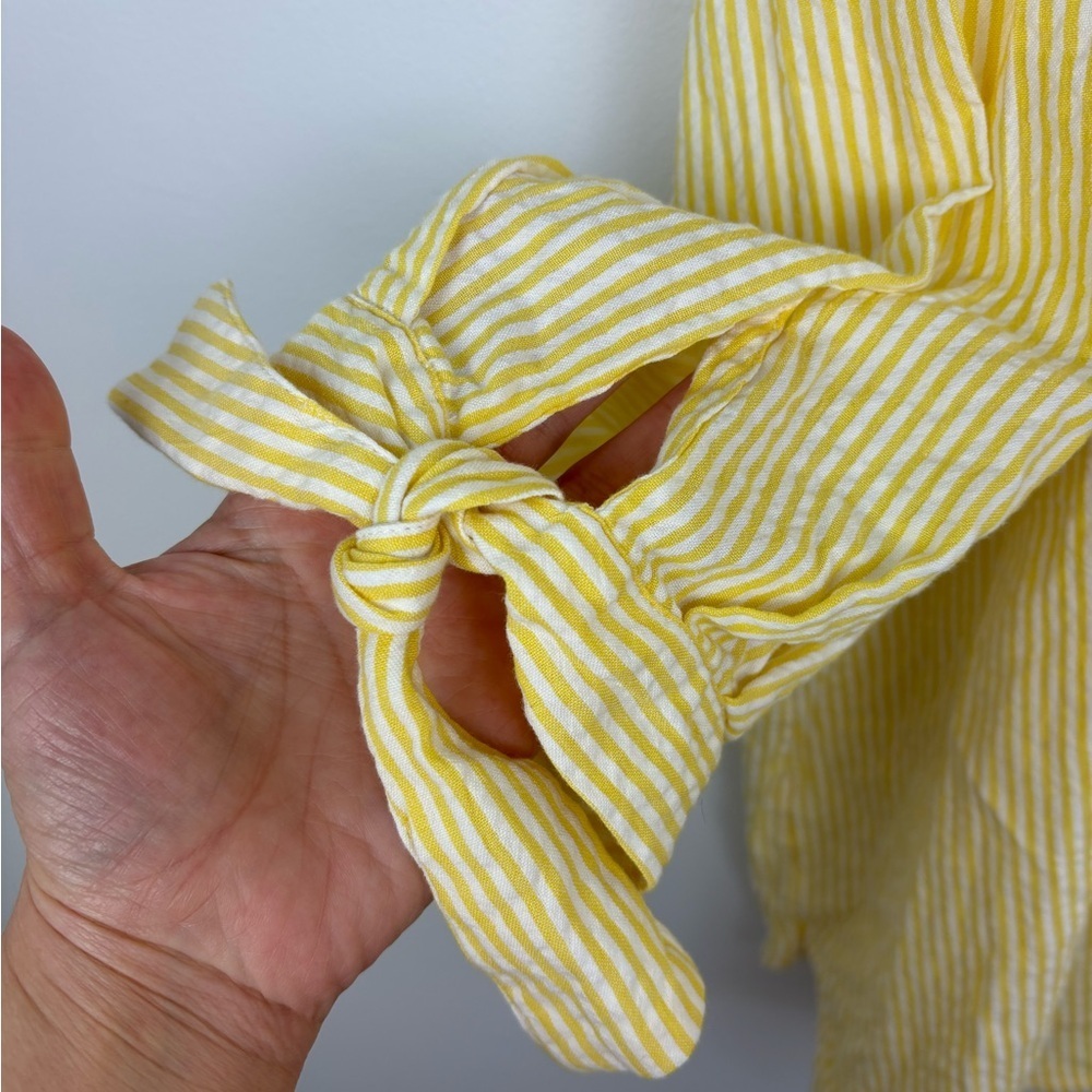 Vermont Country Store Yellow Searsucker Tie-Sleeve Tunic Top sz 3X 100% cotton - Picture 4 of 7